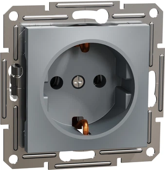 Розетка з заземленням Schneider Electric Asfora Сталь EPH2900162