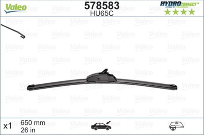 Щітка склоочисника безкаркасна (двірник) VALEO Hydroconnect Upgrade, 578583, 650 мм.