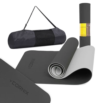 Коврик спортивный Cornix TPE 183 x 61 x 0.6 cм для йоги и фитнеса XR-0349 Black/Grey