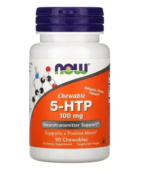 5-HTP Гідрокситриптофан цитрусовий Now Foods (5-HTP) 100 мг 90 жувальних таблеток