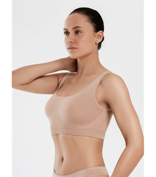 Безшовний топ з широкими бретелями - Giulia - TANK TOP SHINE EDGE - S/M - Bright Nude