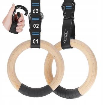 Гимнастические кольца 4FIZJO деревянные, регулируемые Black/Blue (P-5905973402743)