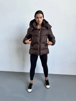 Женский зимний пуховик стильный UF-fashion Тесса-ek 46-48 шоколад