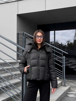 Пуховик зимовий жіночий стильний UF-fashion DV-009 46 чорний