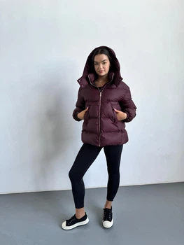 Зимовий пуховик жіночий стильний UF-fashion Тесса-ek 46-48 бордовий