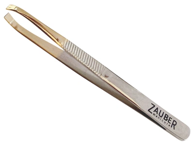 Пинцет для бровей прямой золотой заточений Zauber-manicure T-353