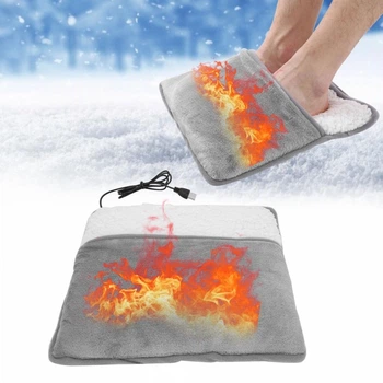 USB-електрогрілка для ніг з підігрівом до 40 ° C, сірий плюшевий обігрівач Без бренду