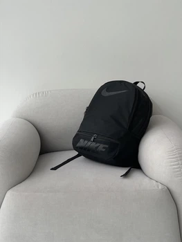 Удобный черный городской рюкзак loft с большим лого Nike мужской женский портфель для ноутбука