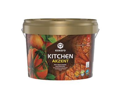 Влагостойкая краска для стен и потолка Eskaro Akzent Kitchen (белая В1) 2.7л
