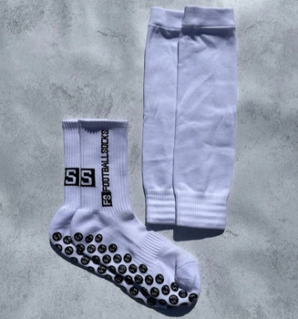 Комплект футбольные тренировочные носки FootballSocks и гетры обрезки без носка белые