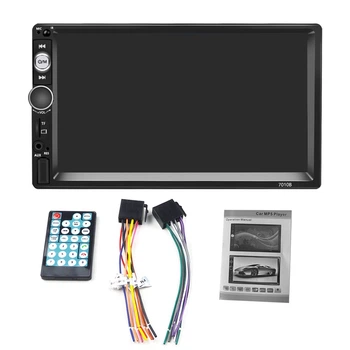 Автомагнитола 2DIN 7" сенсорный экран — Bluetooth, FM-радио, USB/microSD, AUX, вход для камеры заднего вида, пульт ДУ