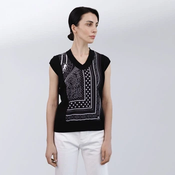Футболка жіноча Hermes без рукавів з V-подібним вирізом S чорний