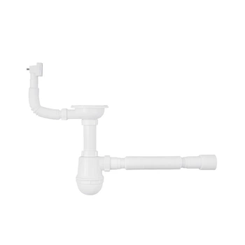 Сифон для кухонной мойки Agua KS02 3 1/2"х40/50 мм с резьбовым выпуском, с квадратным переливом