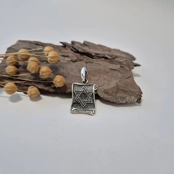 Срібна підвіска оберіг амулет Зірка Давида на Папірусі срібло 925 проби Чорнене (АРТ п-126) 4.80г