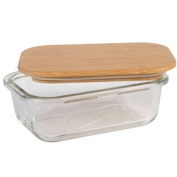 Масленка стеклянная BUTTER с бамбуковой крышкой (R32787-S)