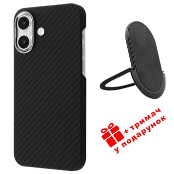 Чехол карбоновый с магнитом Proove Carbon Slim with Magnetic Ring iPhone 16 Black
