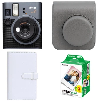 Комплект Камера для миттєвого друку Fujifilm Instax Mini 41 + Фотопапір на 20 фото (2 картриджі х 10 знімків) + Білий фотоальбом на 108 фото + Сірий чохол