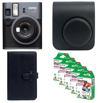Комплект Камера для миттєвого друку Fujifilm Instax Mini 41 + Фотопапір на 50 фото (5 картриджі х 10 знімків) + Чорний фотоальбом на 108 фото + Чорний чохол