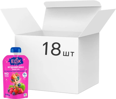 Упаковка фруктового пюре Elfik Magic Ягідний мікс 100 г х 18 шт (4820266362041)