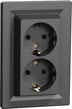 Розетка подвійна з заземленням Schneider Electric Asfora Антрацит EPH9900171