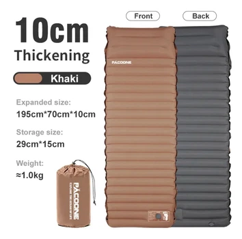 Коврик надувной (матрас) Pacoone односпальный с подушкой двухсторонний Khaki Хаки