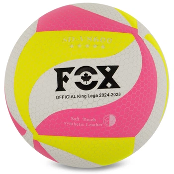 Мяч волейбольный клееный PU FOX SD-V8600_Белый-розовый