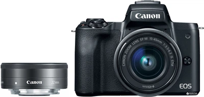 Фотоаппарат Canon EOS M50 Kit 15-45 IS STM + EF-M 22 mm f/2 STM Black (2680C055AA)