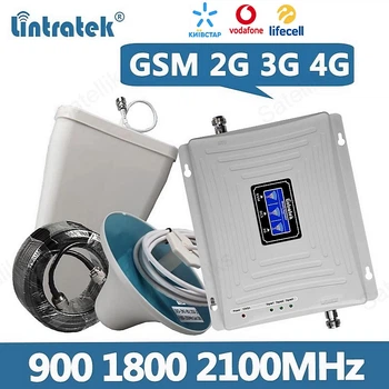 Lintratek KW20C-GDW Репитер Усилитель сигнала мобильной сотовой связи Трехдиапазонный GSM 2G/3G/4G LTE 900+1800+2100 МГц [0201]