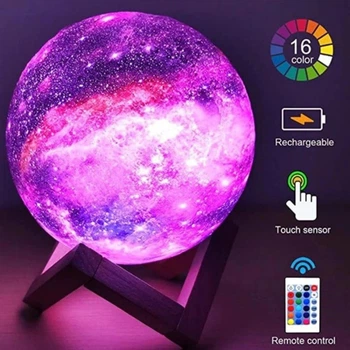 Светильник детский настольный на аккумуляторе 3D Луна Moon Light Lamp 15 см, 8 цветов работает на пульте