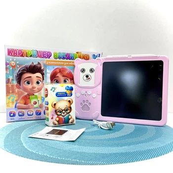 Картридер Всезнайко WToys цветная LCD - доска стилус 122 карточки 18 тем сказки песни интересные факты Розовый (94930)