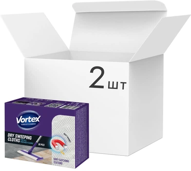 Упаковка господарчих сухих серветок Vortex для підмітання підлоги 10 шт х 2 пачки (42400760)