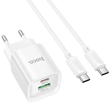 СЗУ Hoco C147A Charm PD20W+QC3.0 charger set(Type-C to Type-C)(EU) White
