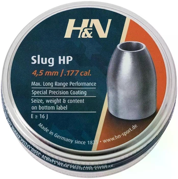 Пули пневматические H&N Slug HP кал. 4,5. Вага - 0,65 г. 400 шт/уп