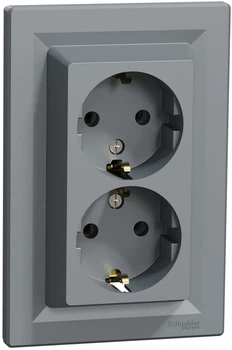 Розетка подвійна з заземленням Schneider Electric Asfora Сталь EPH9900162