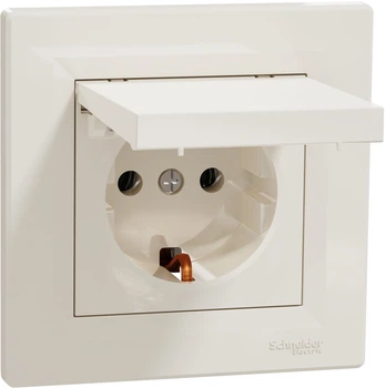 Розетка з кришкою з заземленням Schneider Electric Asfora Крем EPH3100123
