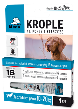Краплі від бліх і кліщів Super Beno для собак середніх порід 10-20 кг (5905397023319)
