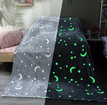 Плед, що світиться в темряві, плюшеве покривало Blanket kids Magic Star 150х100 см флісова ковдра. Колір: сірий