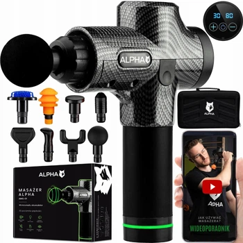 Перкуссионный массажер для тела Alpha AMG-01 Massage Gun Pro 100 Вт сенсорный LCD-дисплей 8 насадок транспортный кейс