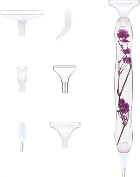 Стилус для Алмазної Мозаїки SHLab Flowers + 6 насадок Purple (39519)