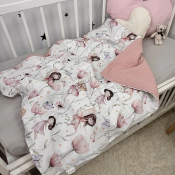 Всесезонний плед для дівчинки 100х80 см Oh My Kids "Феєчки" пудровий