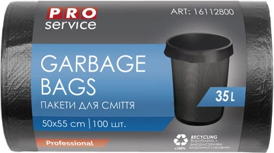 Пакеты для мусора PRO service Standard HD 35 л 100 шт Черные (4820048483636)