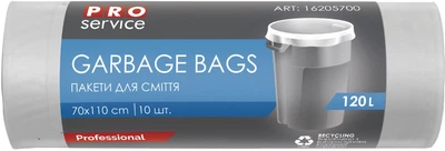 Пакети для сміття PRO service Standard LD 120 л 10 шт. Білі (4823071616187)