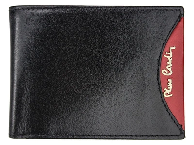 Чоловічий шкіряний гаманець Pierre Cardin TILAK29 8805 RFID Чорний + червоний