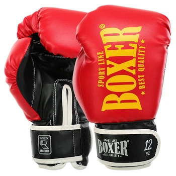 Перчатки боксерські штучна шкіра BOXER 2022-N NEW (розмір 12oz, Червоний)