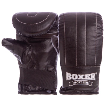 Снарядні рукавички шкіряні BOXER Тренувальні (р-р L, Чорний) (2014_Чорний_L)