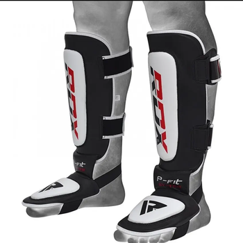 Захист ноги MMA RDX, шкіра, чорно-біла, розміри L. (FT-8790/L)