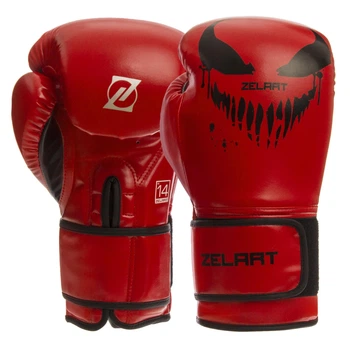 Перчатки боксерські PU Zelart BO-1370 (розмір 12oz, червоний-чорний)