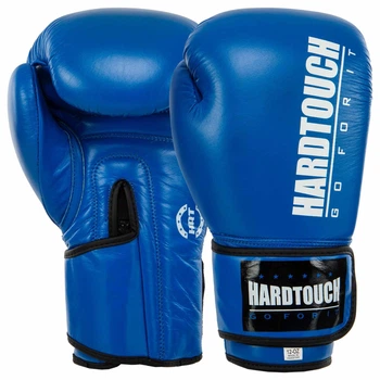 Перчатки боксерські шкіряні HARD TOUCH BO-7714 (розмір 14oz, Синій) (BO-7714_Синій_14_унції)