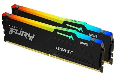Память 16Gb x 2 (32Gb Kit) ddr5, 6000 MHz, Kingston Fury Beast rgb (expo), Black, 36-44-44, 1.35v, с радиатором (kf560c36bbe2ak2-32)
