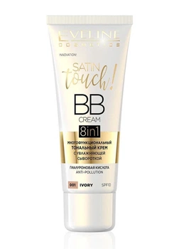 Многофункциональный тональный крем Eveline Satin Touch BB Cream 8 в 1 №001 ivory с увлажняющей сывороткой (30 мл) (5901761987454)